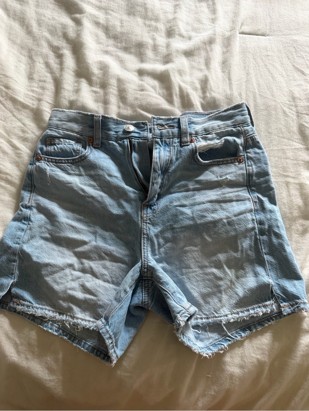American Eagle Outfitters Light Wash Denim Cutoff Shorts